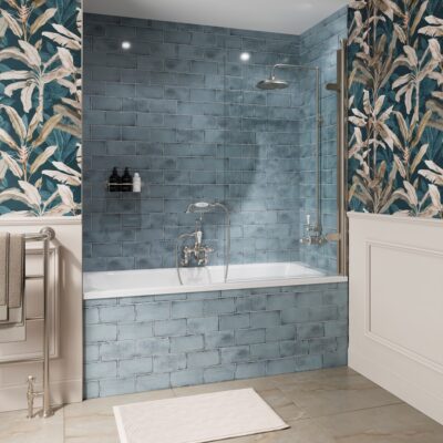 Burlington Classique Hinged Bath Screen - Brushed Nickel