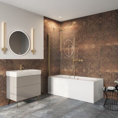 Crosswater Asura Fully Folding Bath Screen - Brushed Brass