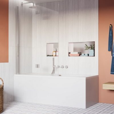 Crosswater Asura Fully Folding Bath Screen - Stainless Steel