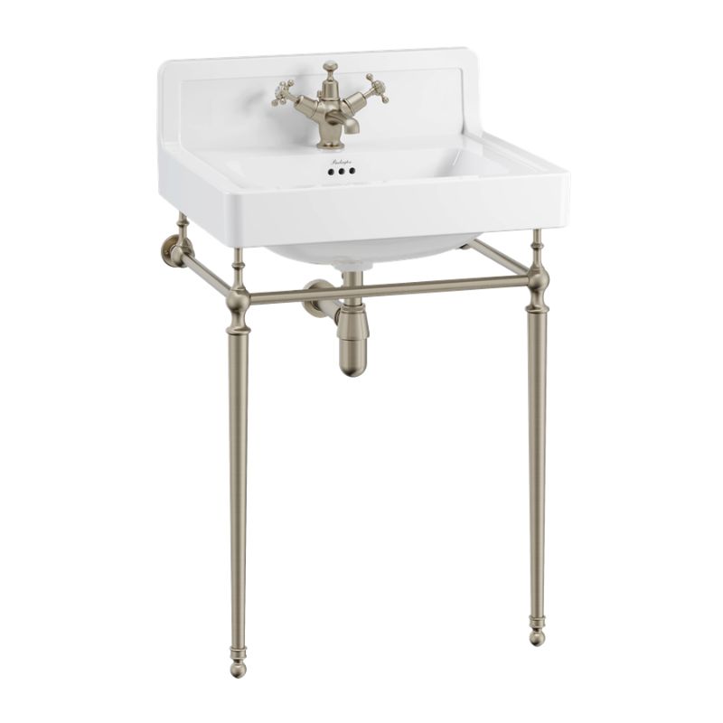 Burlington Contemporary Basin 61cm Upstand with Washstand - Nickel