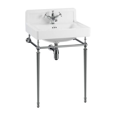 Burlington Contemporary Basin 61cm Upstand with Washstand - Chrome