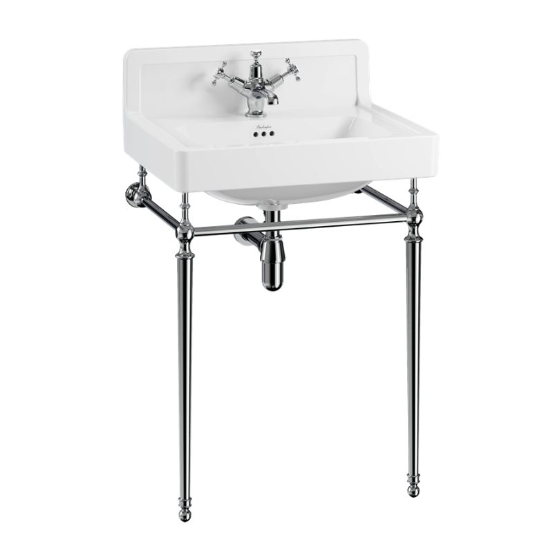Burlington Contemporary Basin 61cm Upstand with Washstand - Chrome
