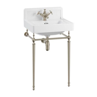 Burlington Contemporary Basin 56cm Upstand with Washstand - Brushed Nickel
