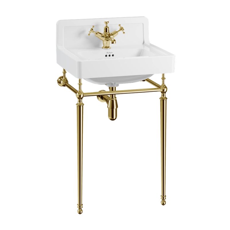Burlington Contemporary Basin 56cm Upstand with Washstand - Gold