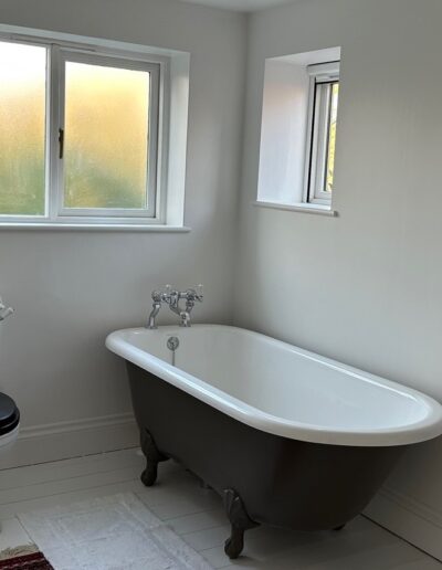 Modern bathroom with vintage bathtub