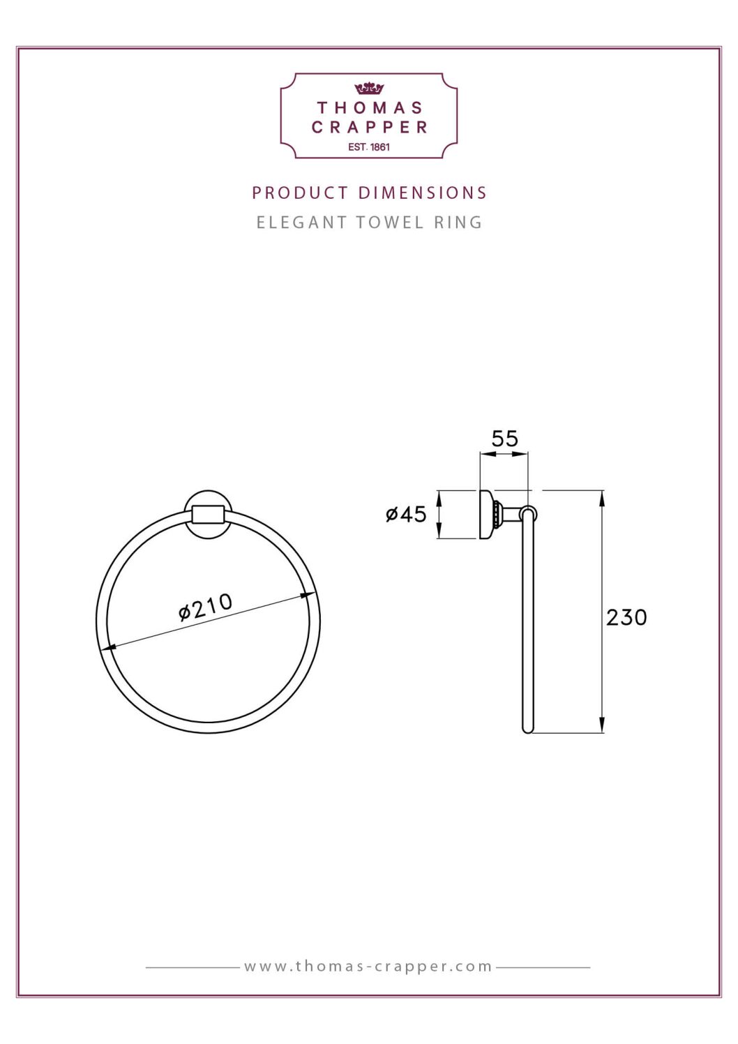 Thomas Crapper Elegant Towel Ring