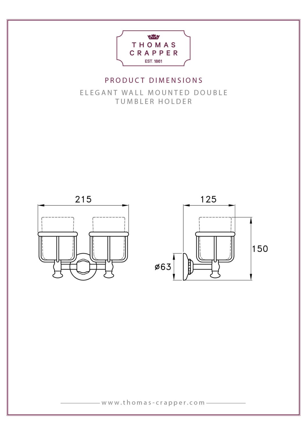 Thomas Crapper Elegant Wall Mounted Double Soap Dispenser Holder