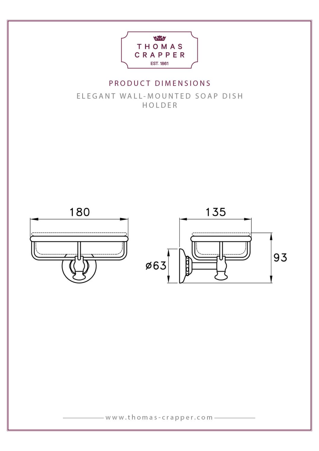 Thomas Crapper Elegant Wall Mounted Soap Dish