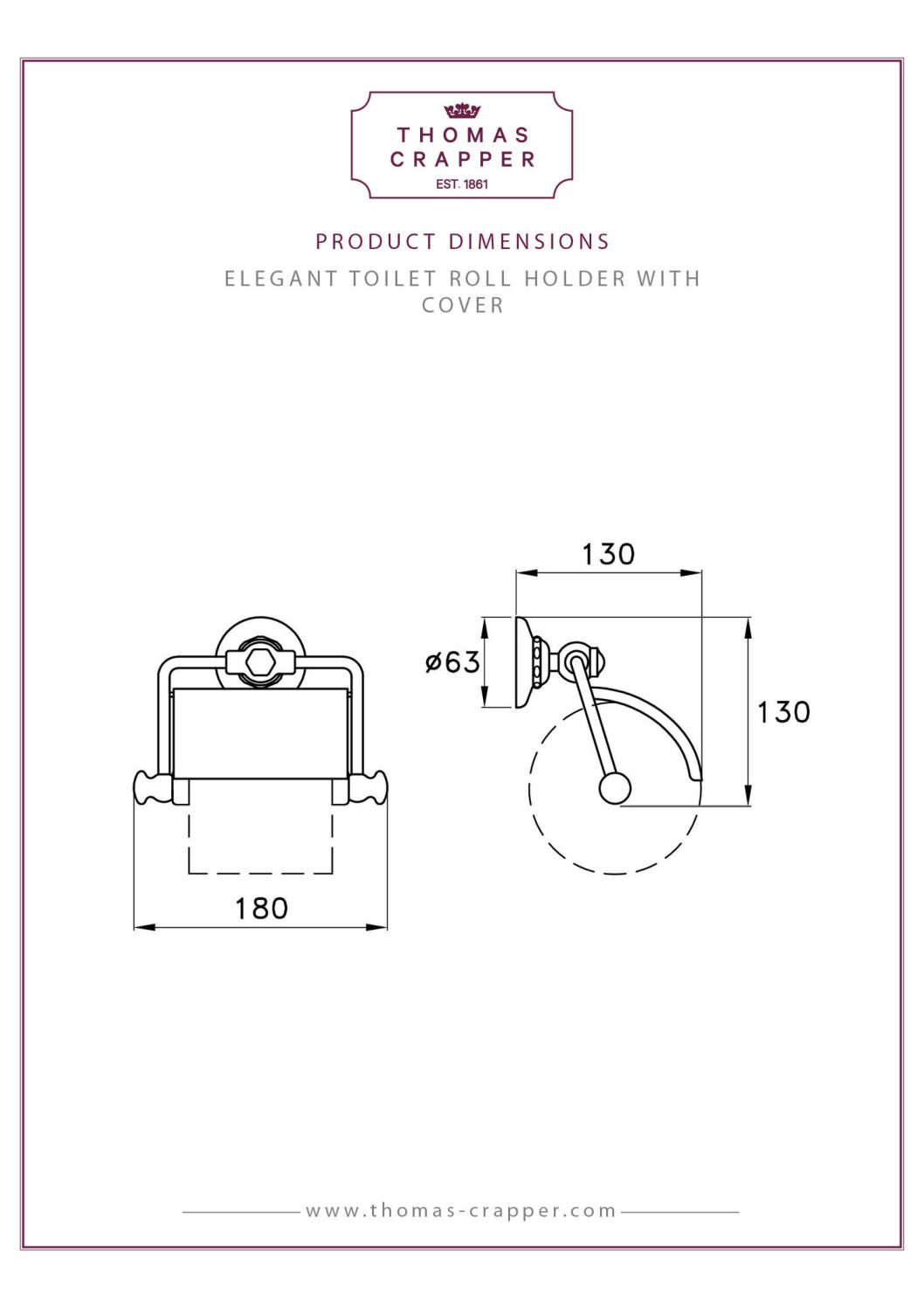 Thomas Crapper Elegant Toilet Roll Holder with Cover