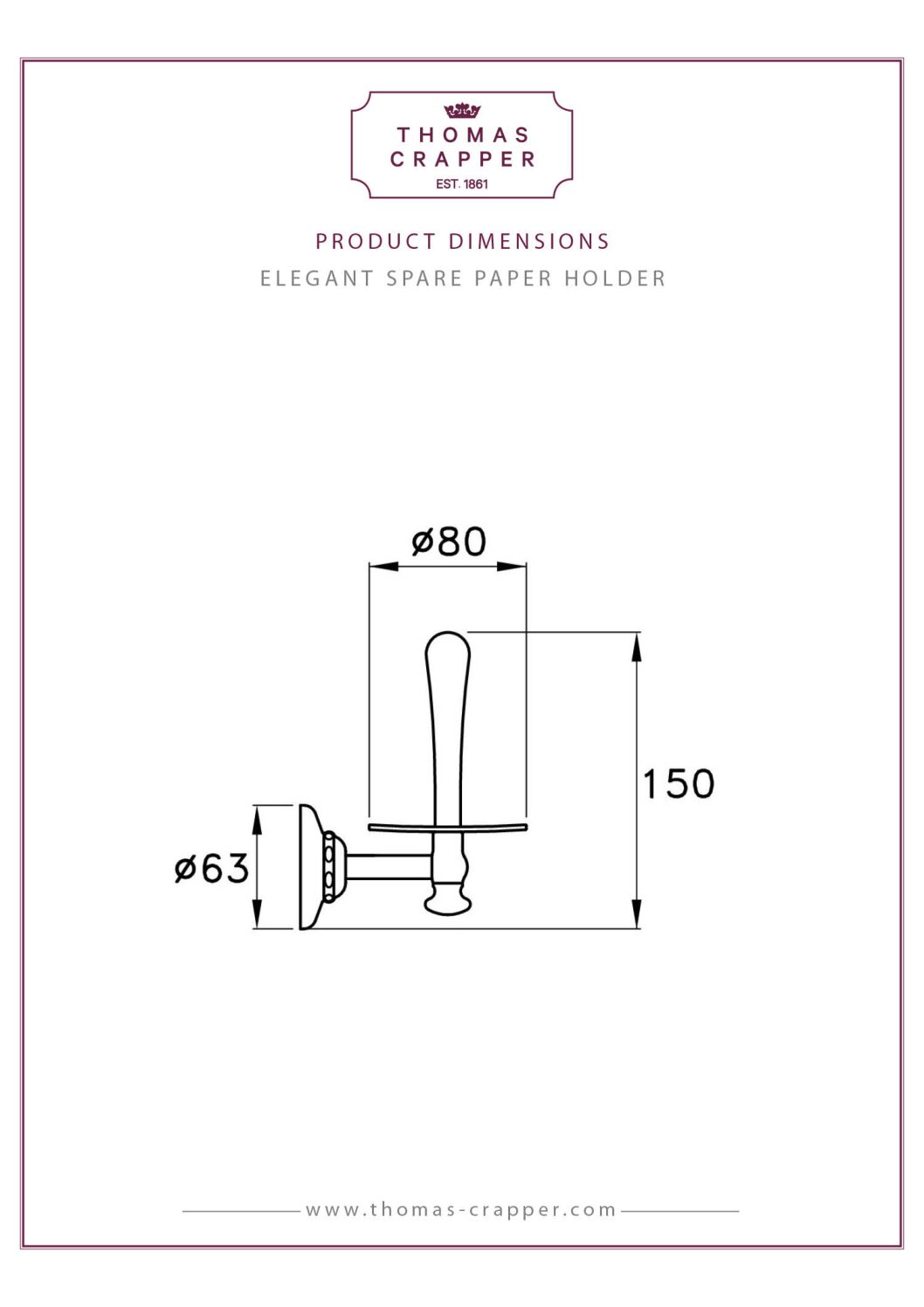 Thomas Crapper Elegant Spare Toilet Roll Holder