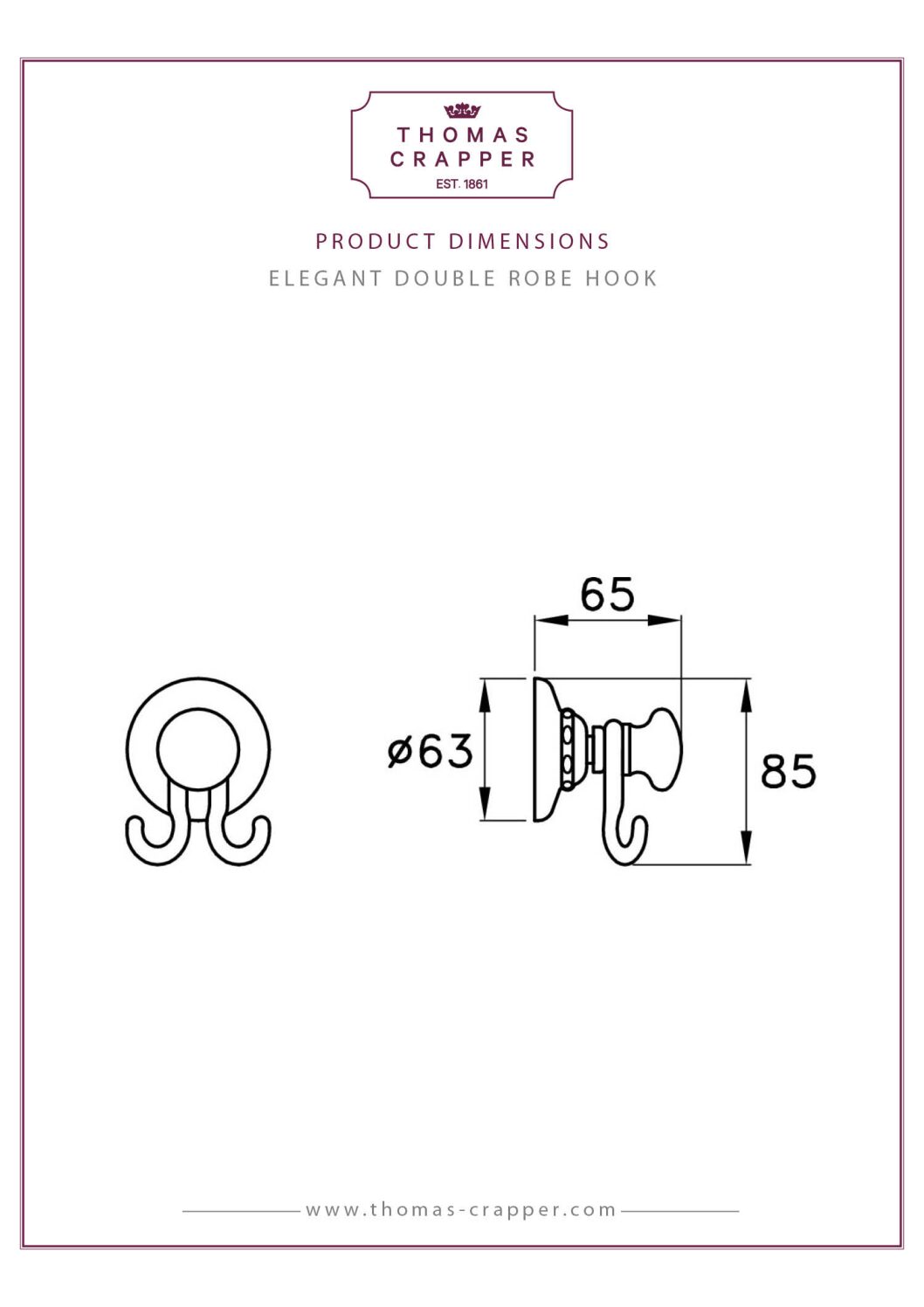 Thomas Crapper Elegant Double Robe Hook