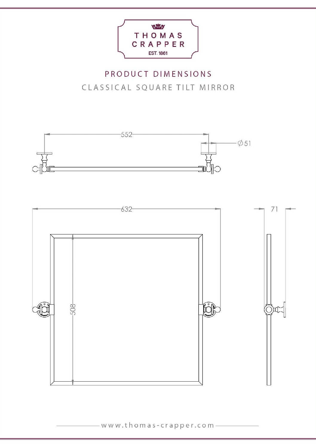Thomas Crapper Classical Square Tilt Mirror