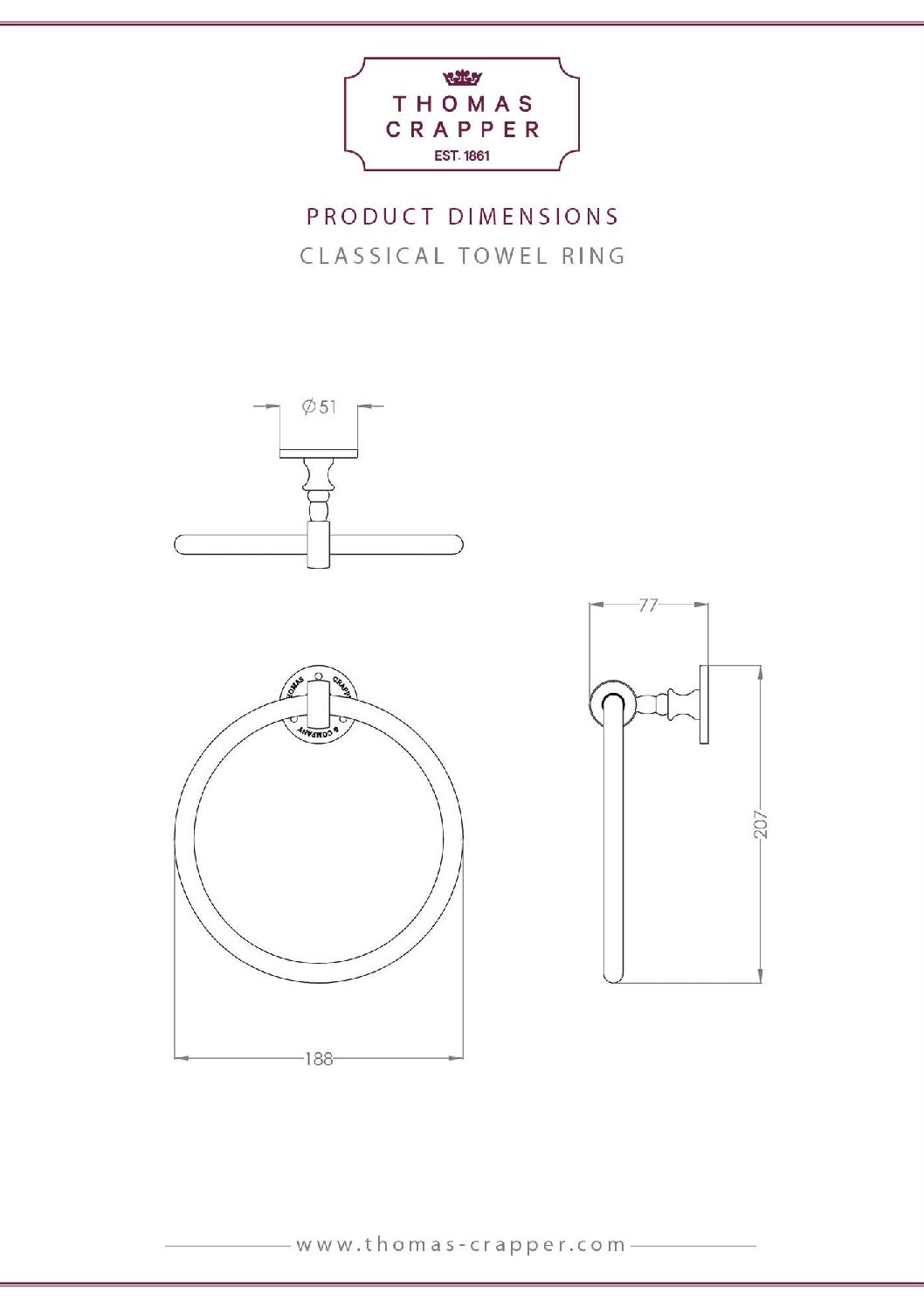 Thomas Crapper Classical Towel Ring