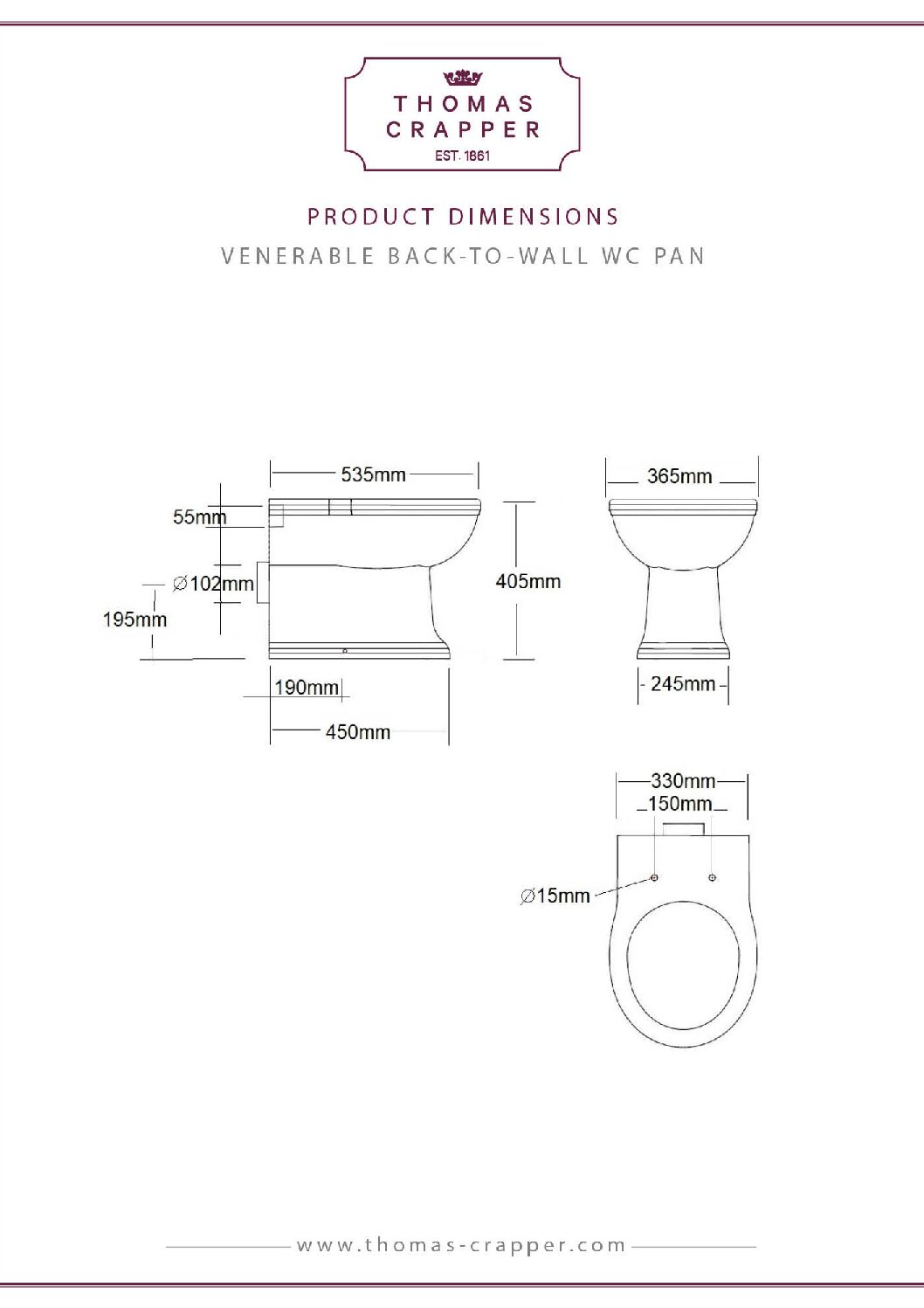 Thomas Crapper Venerable Back-To-Wall Toilet (Complete Set)